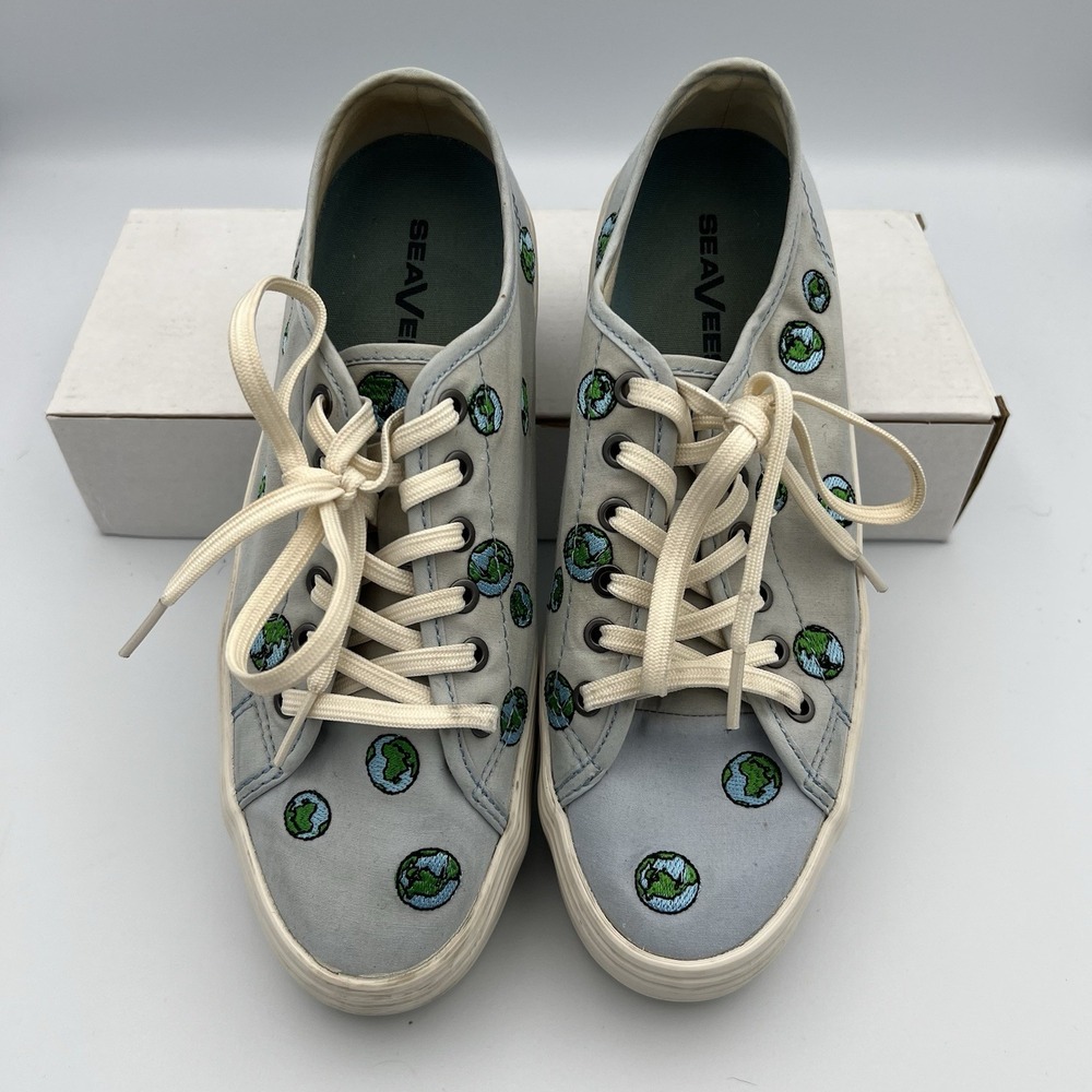 SeaVees Legend Hoffman Sneakers Size 7.5 Platform Vegan Earth Print SeeVees